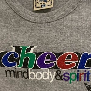 Vtg Cheerleader Mind Body T Shirt gray Varsity XL
